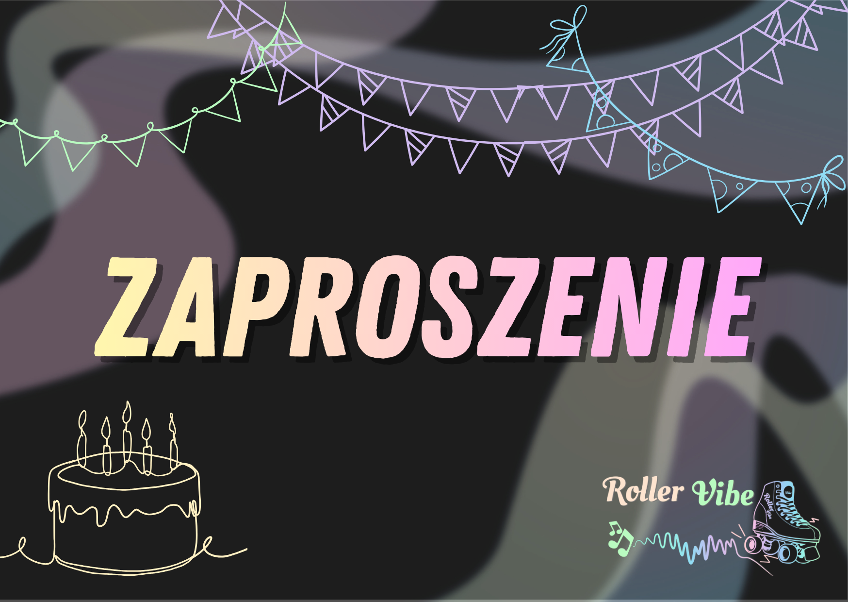 Przód zaproszenia urodzinowego Roller Vibe